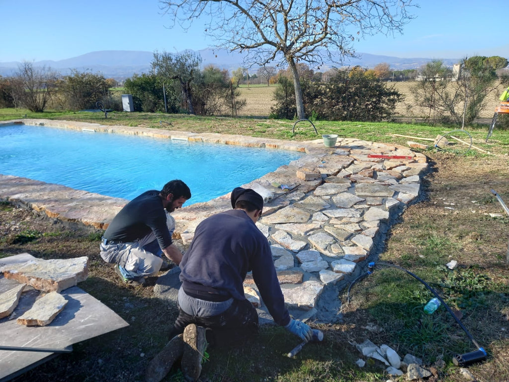 pool construction with opus incertum stone
